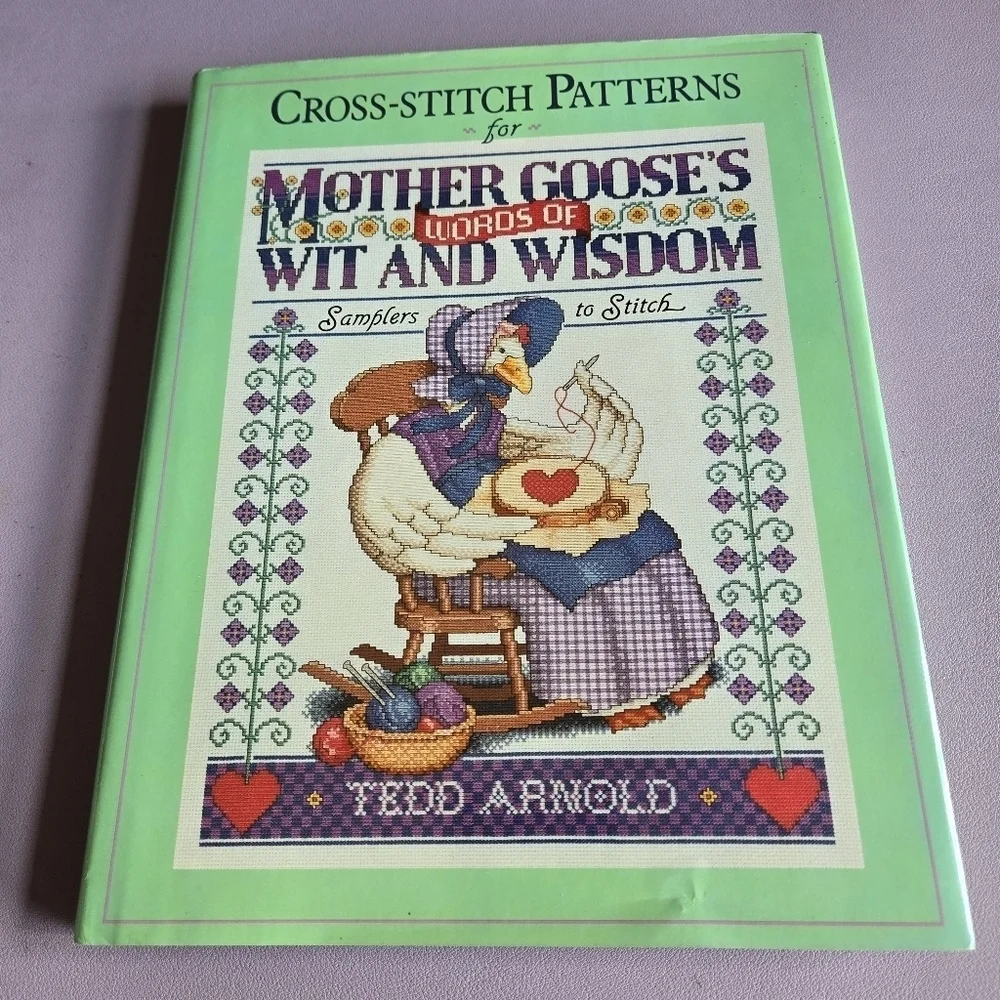 Cross-Stitch Patterns for Mother Goose's Words of Wit and Wisdom Book Vtg 1990